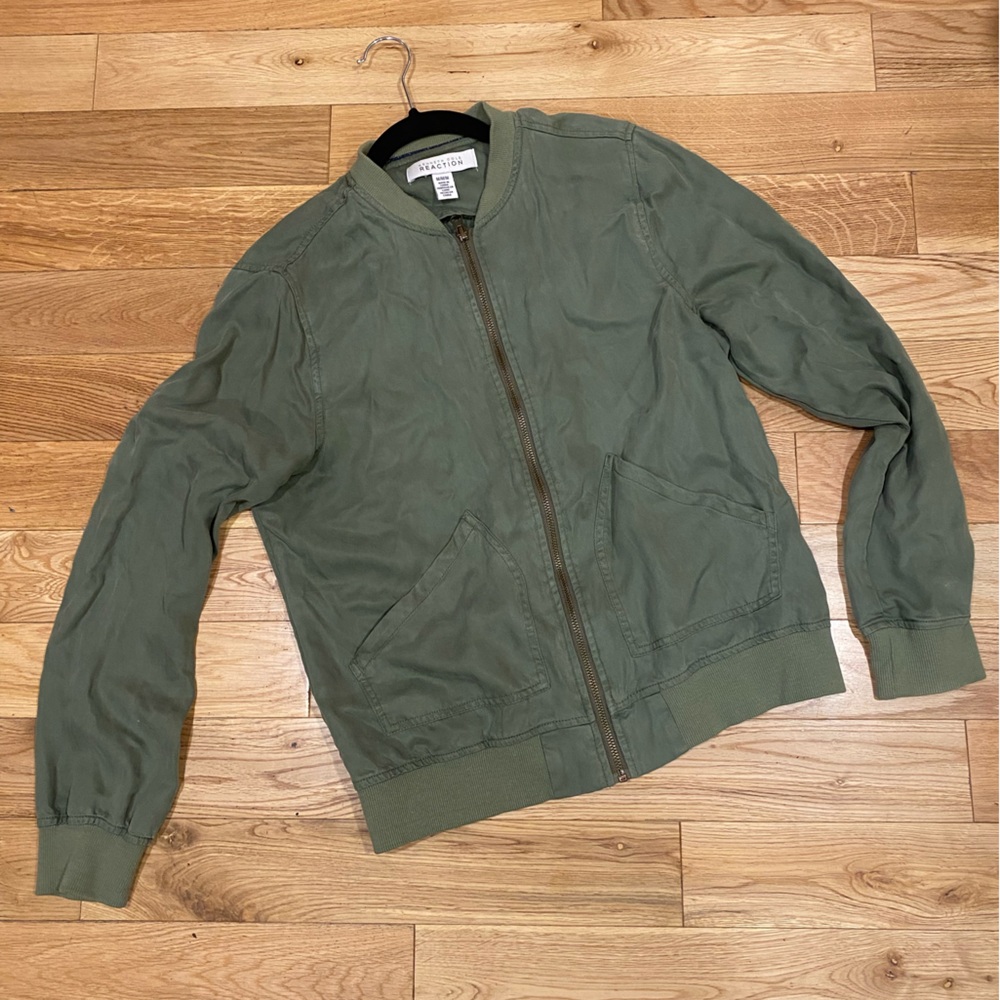 Kenneth Cole Reaction Army Green Zip Jacket Medium